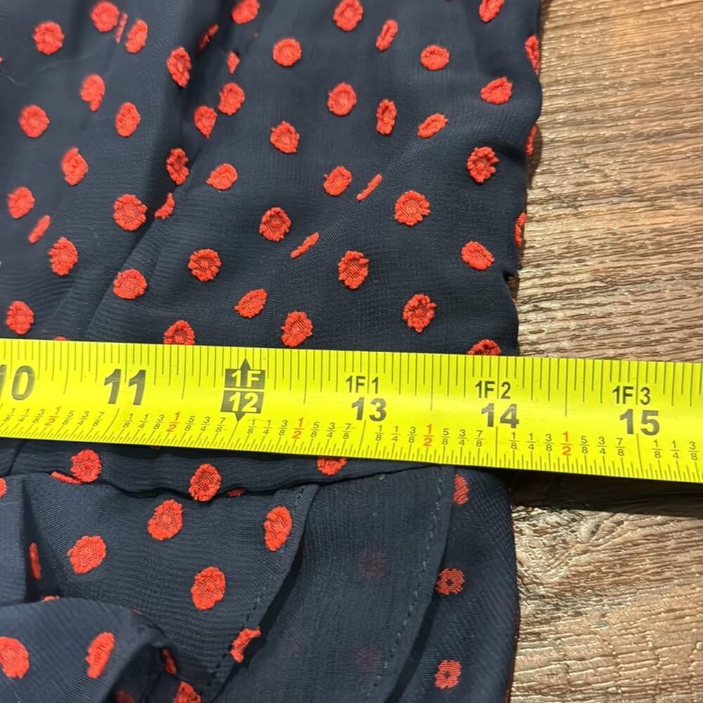 Eva Franco Women's Mary Ann lined Ruffle Dress in Navy/Red Polka Dots. - Picture 5 of 8